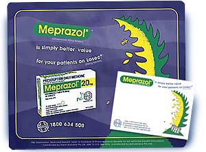 Meprazol mouse mat and post-it note